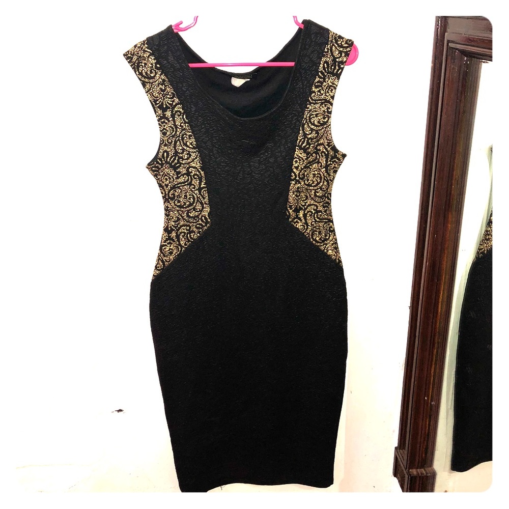 Black & gold mini dress